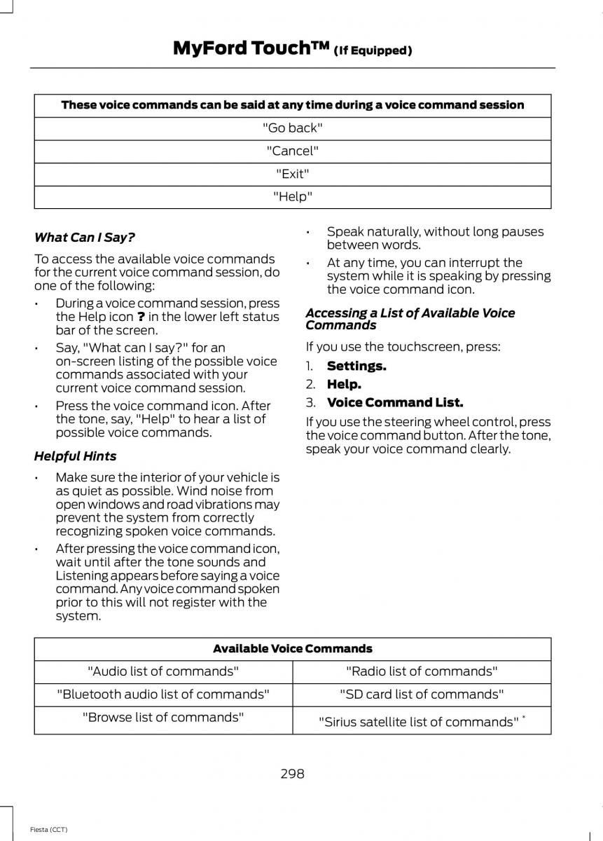 Ford Fiesta VII 7 owners manual / page 301