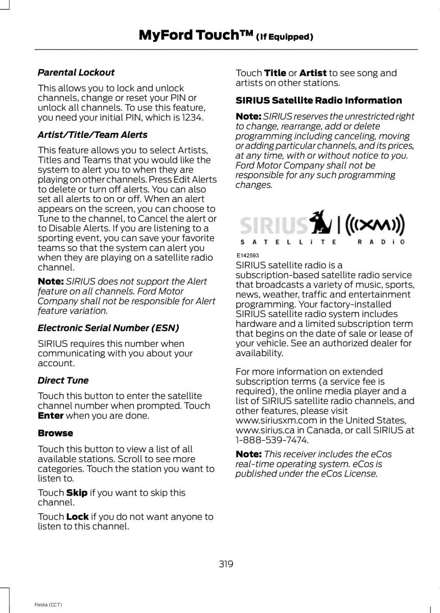 Ford Fiesta VII 7 owners manual / page 322