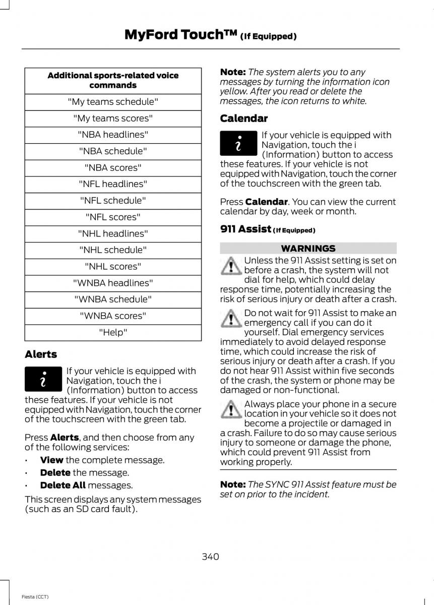 Ford Fiesta VII 7 owners manual / page 343