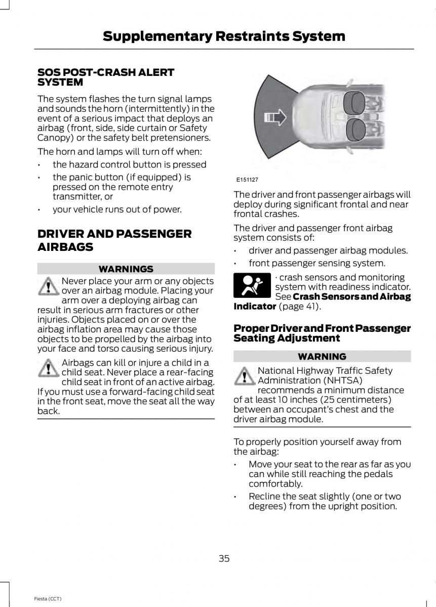 Ford Fiesta VII 7 owners manual / page 38