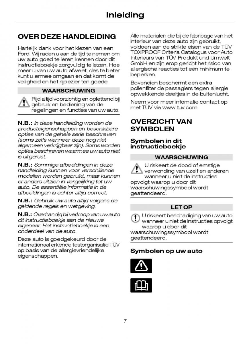 Ford Focus I 1 handleiding / page 9