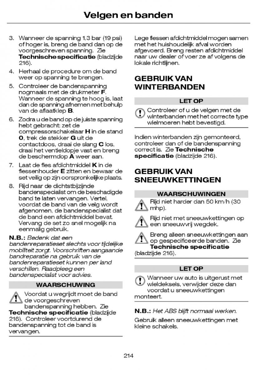 Ford Focus I 1 handleiding / page 217