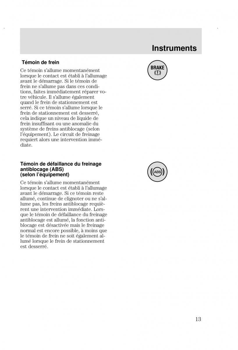 Ford Focus I 1 manuel du proprietaire / page 13