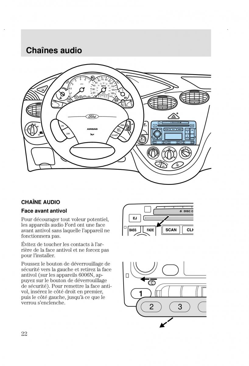 Ford Focus I 1 manuel du proprietaire / page 22