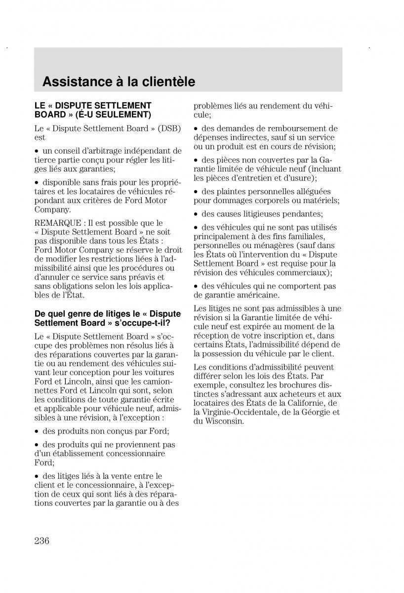 Ford Focus I 1 manuel du proprietaire / page 236