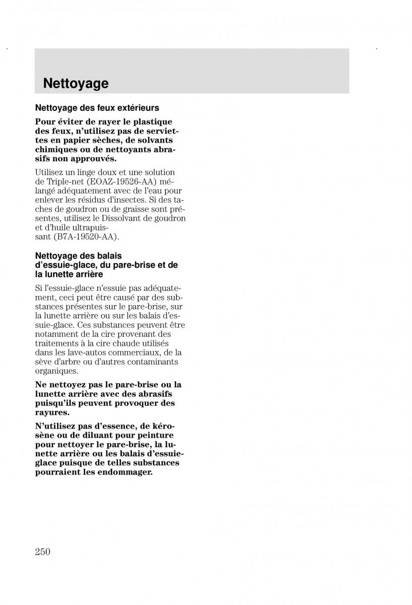 Ford Focus I 1 manuel du proprietaire / page 250