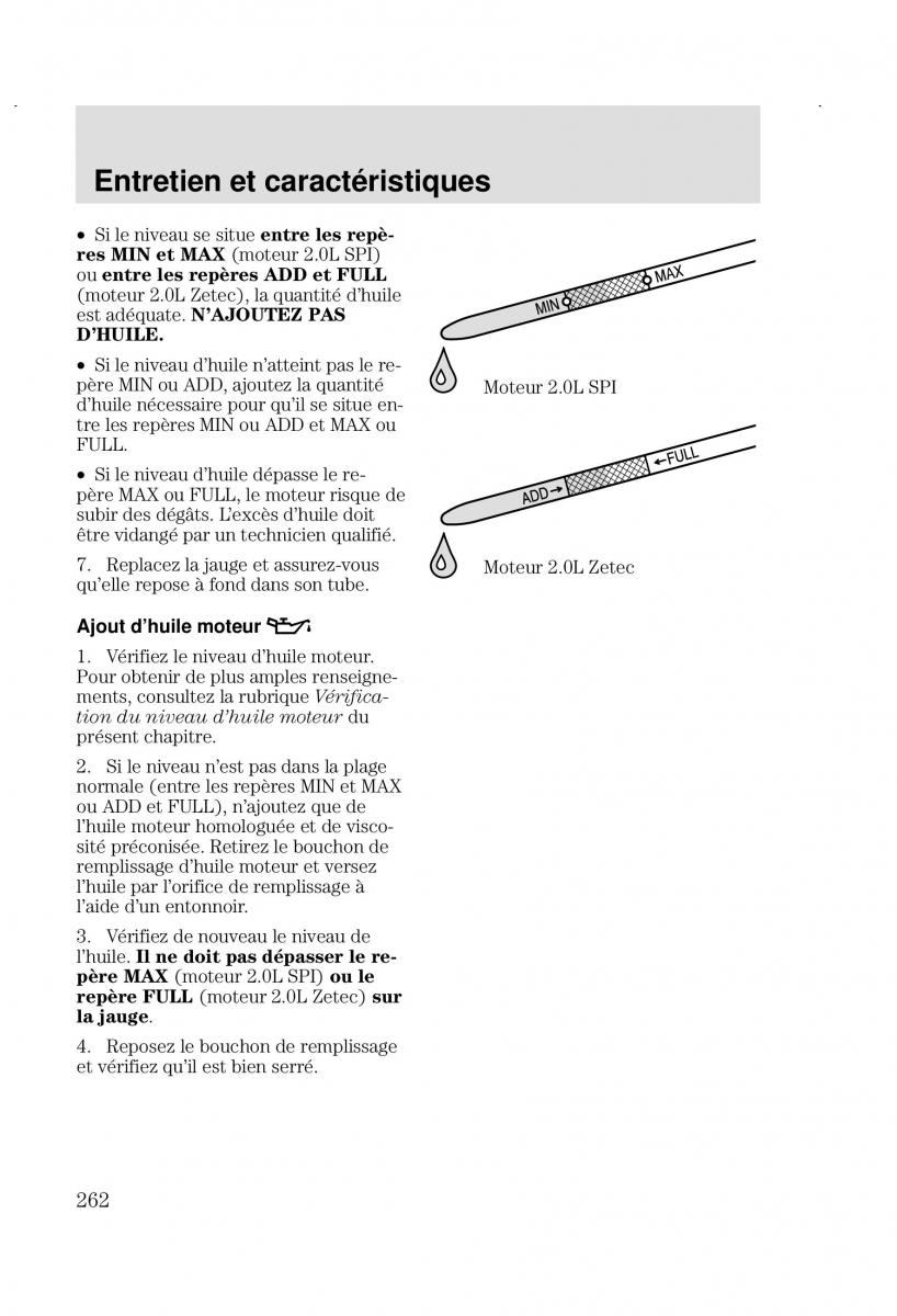 Ford Focus I 1 manuel du proprietaire / page 262