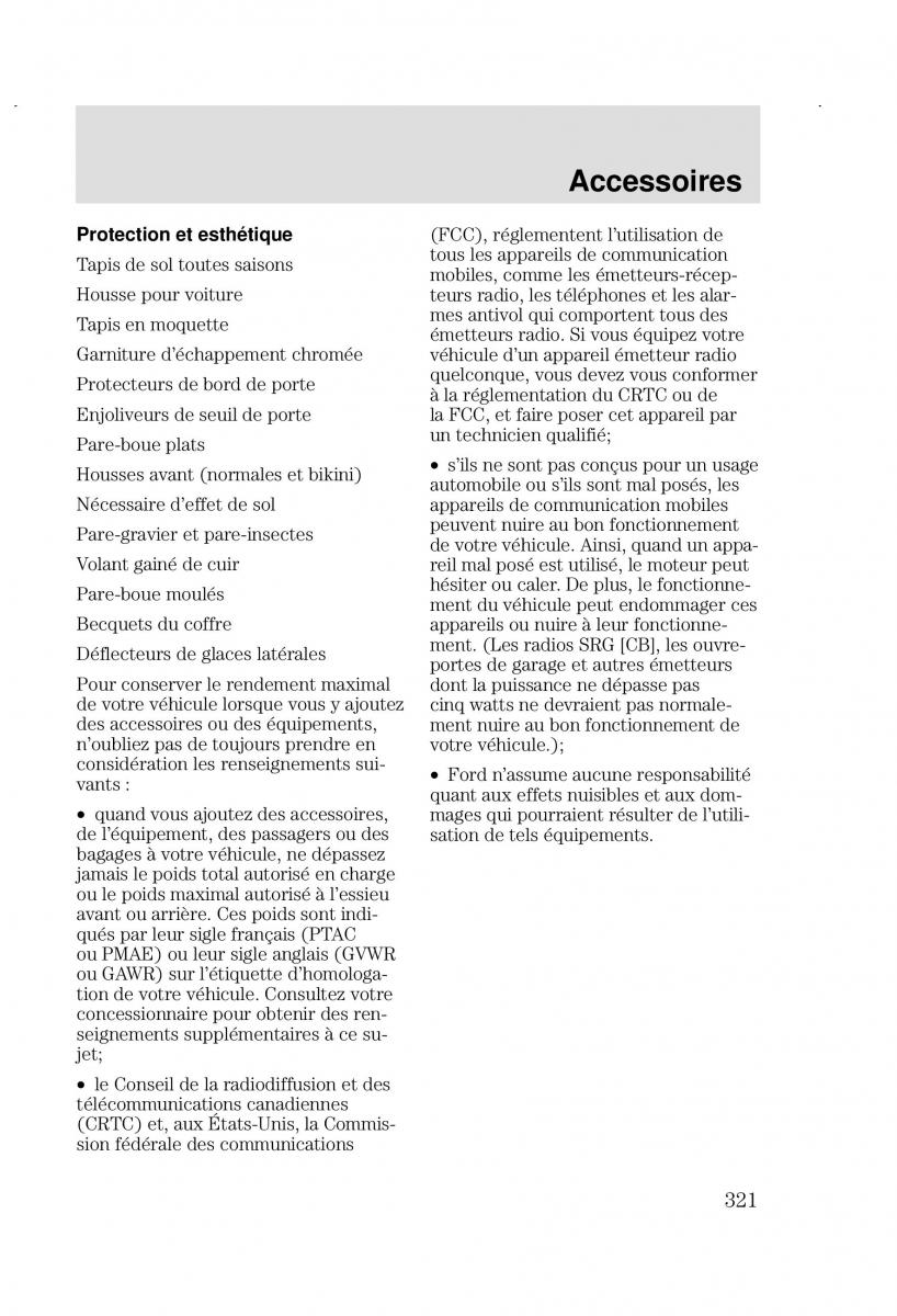 Ford Focus I 1 manuel du proprietaire / page 321