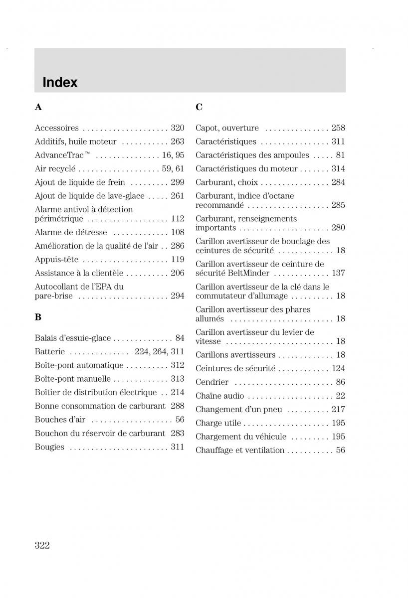 Ford Focus I 1 manuel du proprietaire / page 322