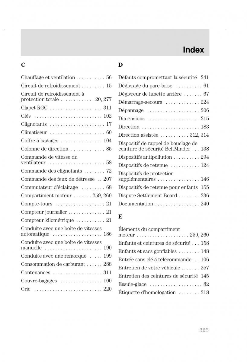 Ford Focus I 1 manuel du proprietaire / page 323