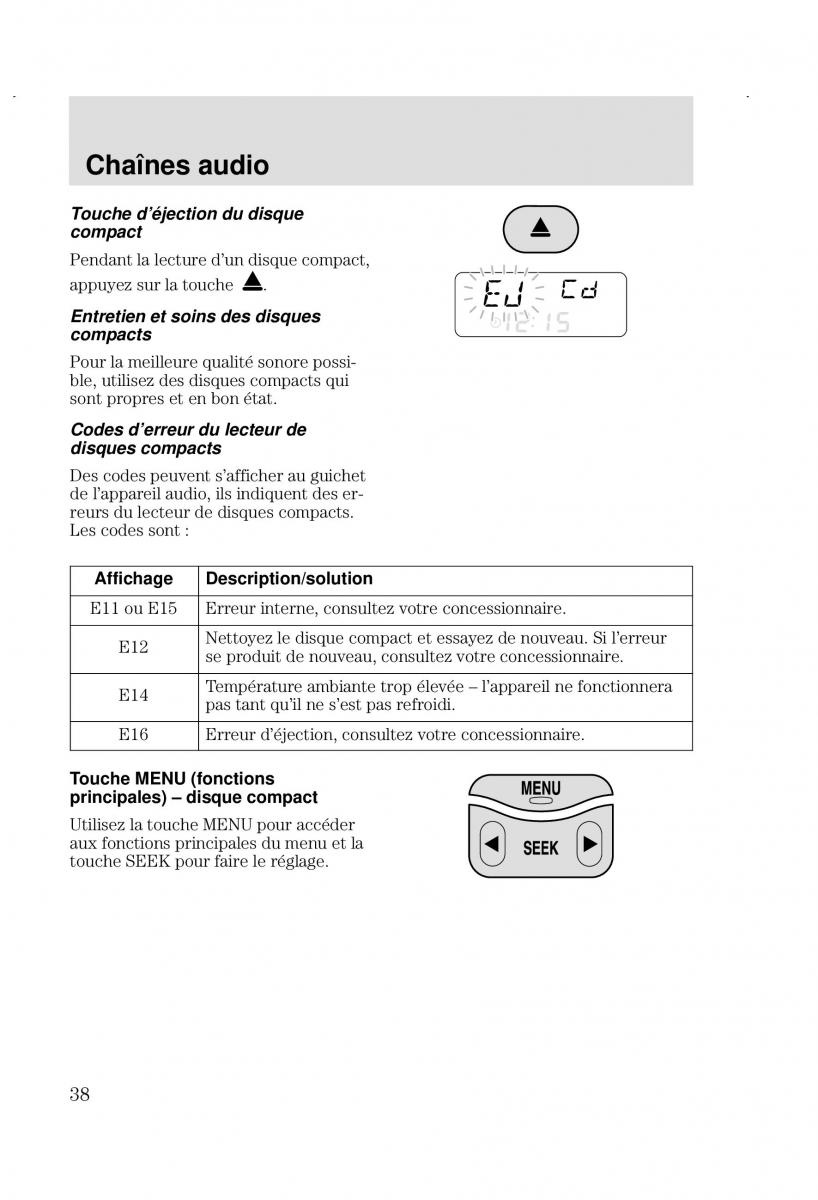 Ford Focus I 1 manuel du proprietaire / page 38