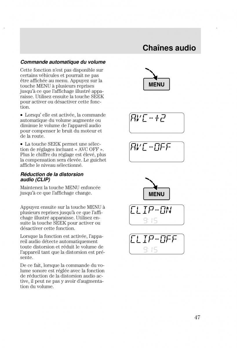 Ford Focus I 1 manuel du proprietaire / page 47