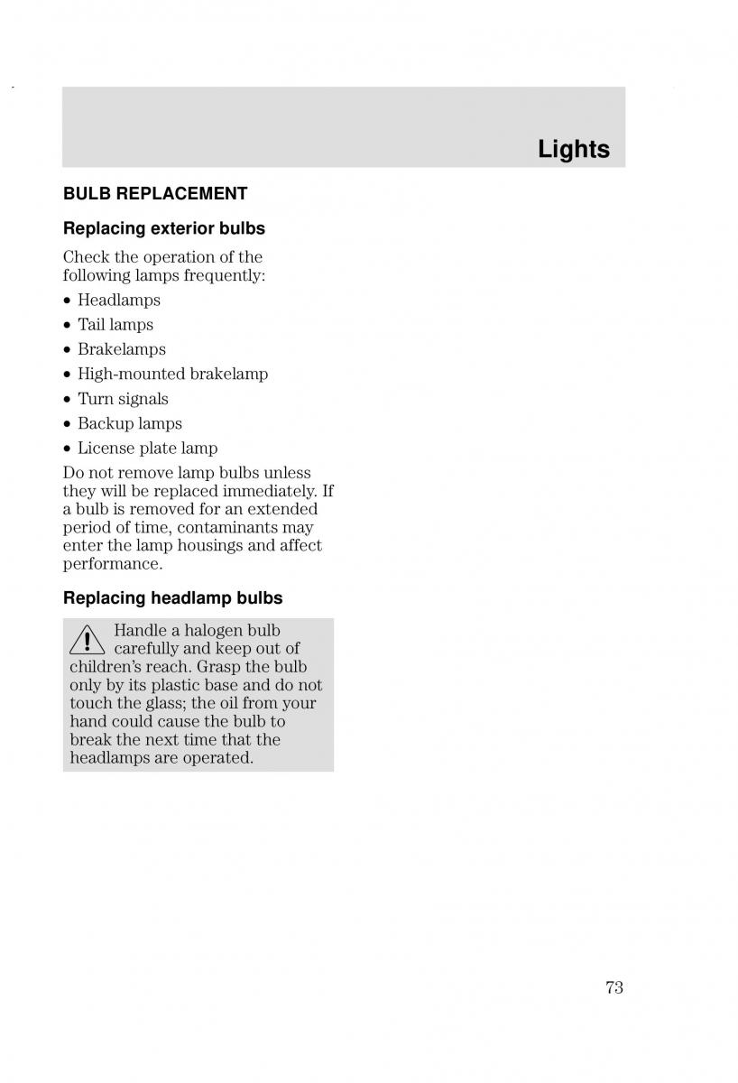 Ford Focus I 1 owners manual / page 73