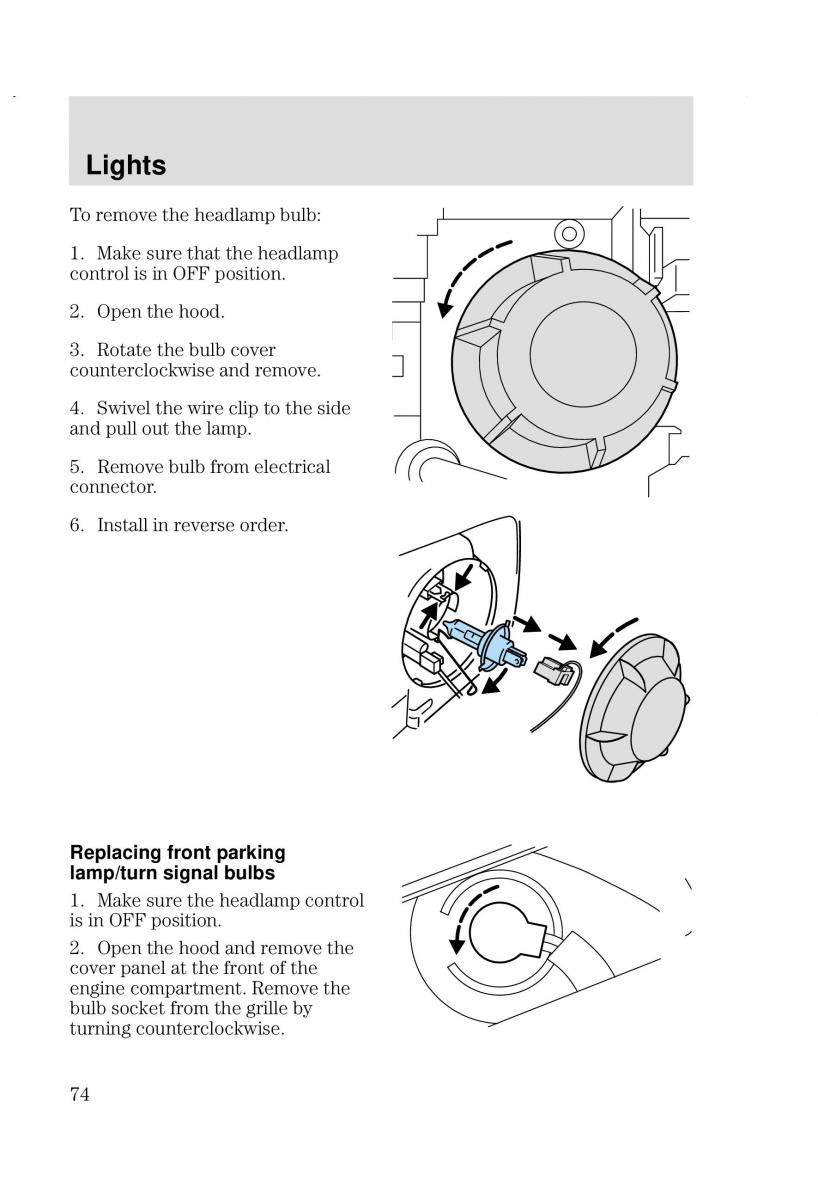 Ford Focus I 1 owners manual / page 74