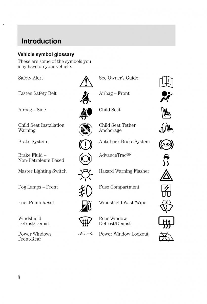 Ford Focus I 1 owners manual / page 8