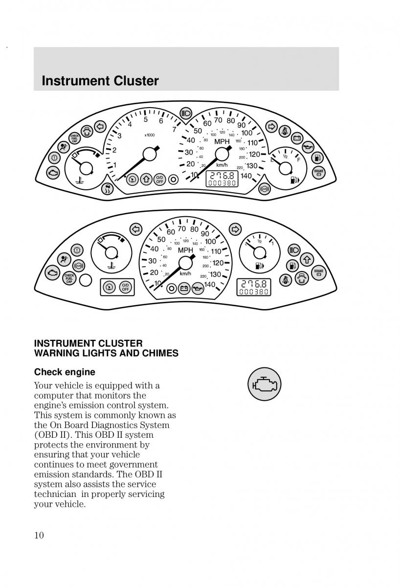 Ford Focus I 1 owners manual / page 10