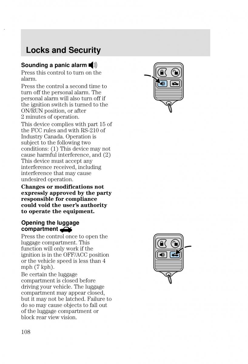 Ford Focus I 1 owners manual / page 108