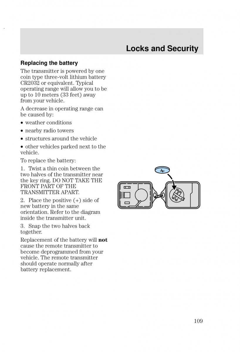 Ford Focus I 1 owners manual / page 109