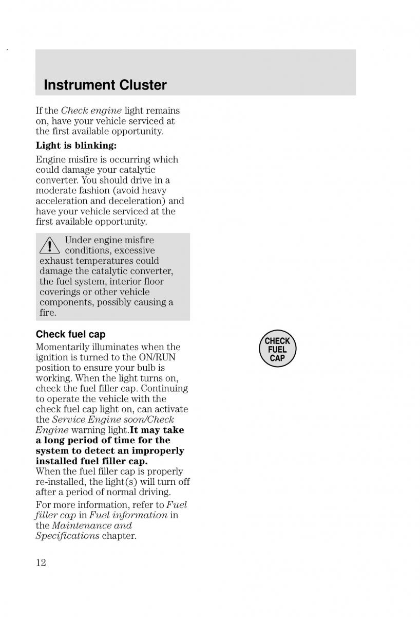 Ford Focus I 1 owners manual / page 12