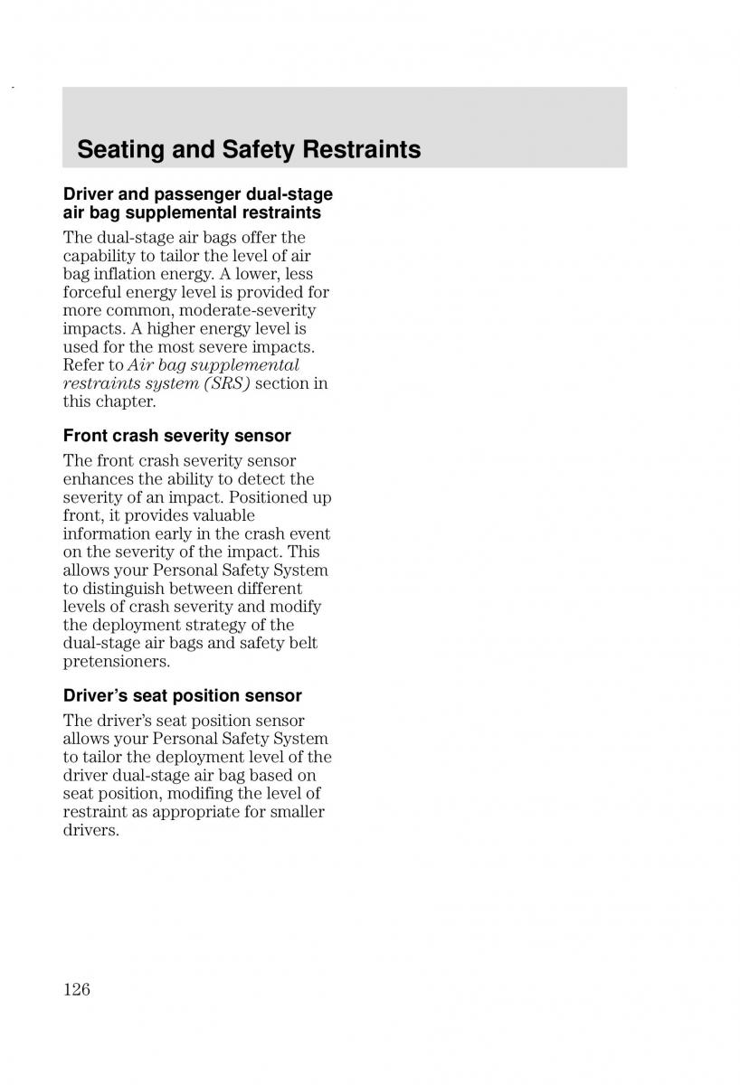 Ford Focus I 1 owners manual / page 126