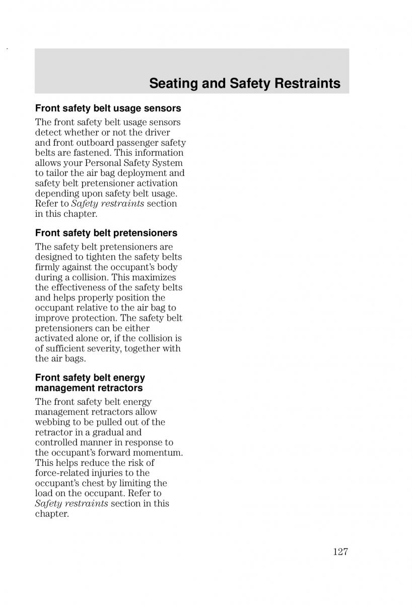 Ford Focus I 1 owners manual / page 127