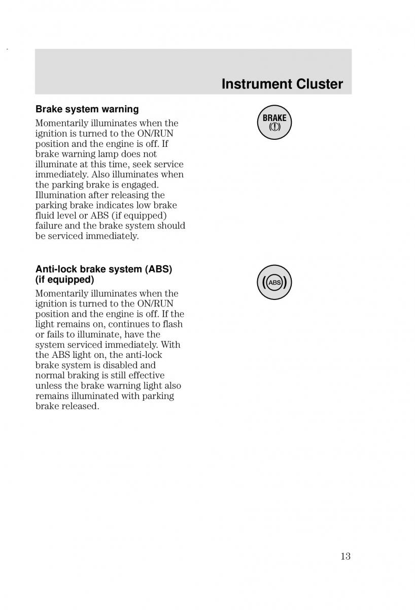 Ford Focus I 1 owners manual / page 13