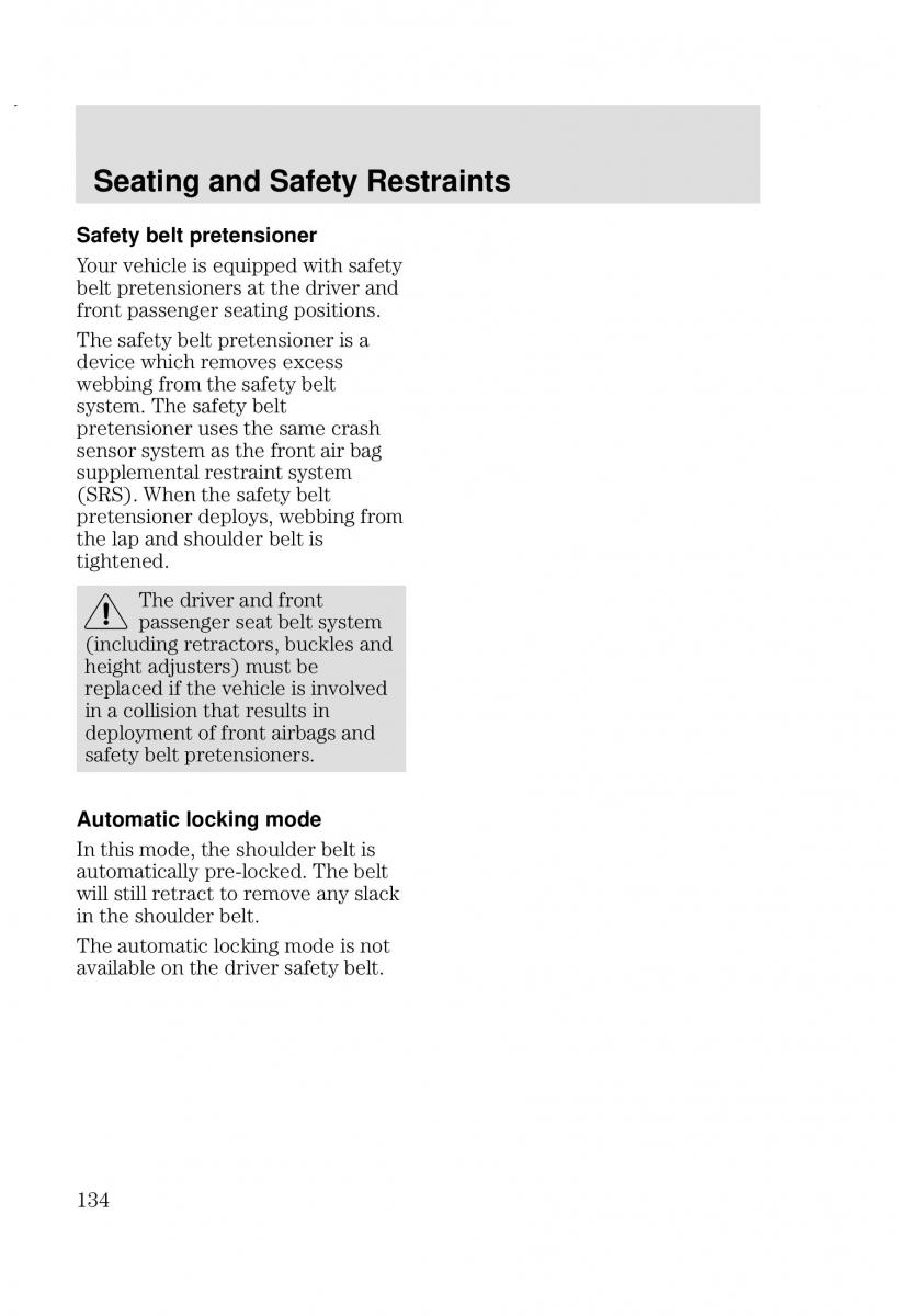 Ford Focus I 1 owners manual / page 134