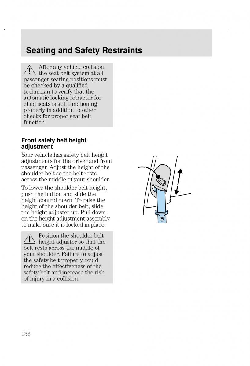 Ford Focus I 1 owners manual / page 136