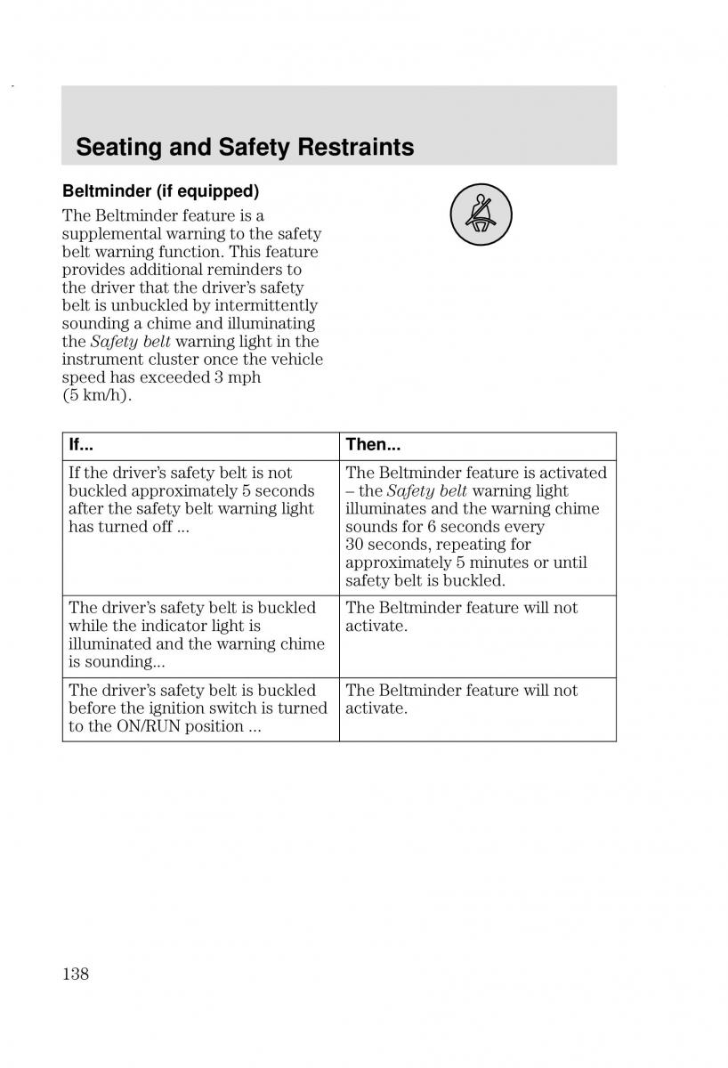 Ford Focus I 1 owners manual / page 138