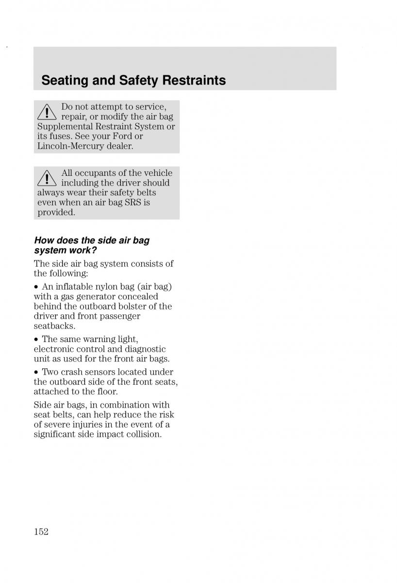 Ford Focus I 1 owners manual / page 152