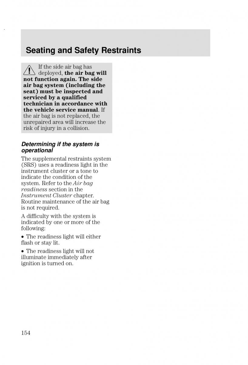 Ford Focus I 1 owners manual / page 154