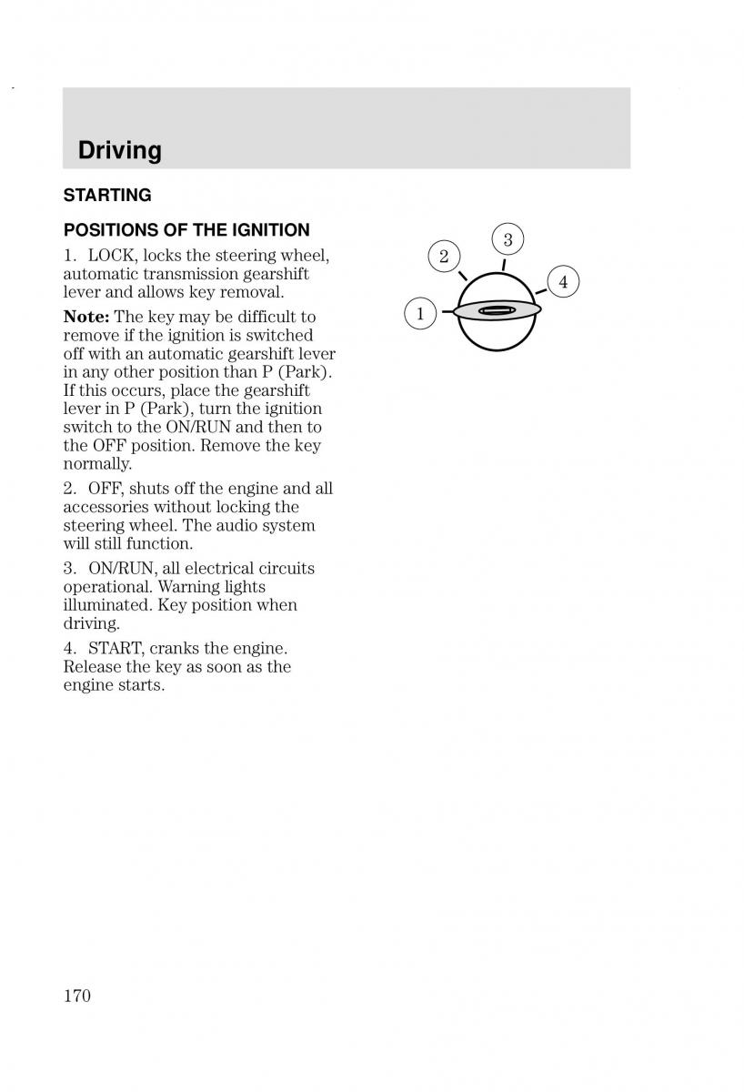 Ford Focus I 1 owners manual / page 170