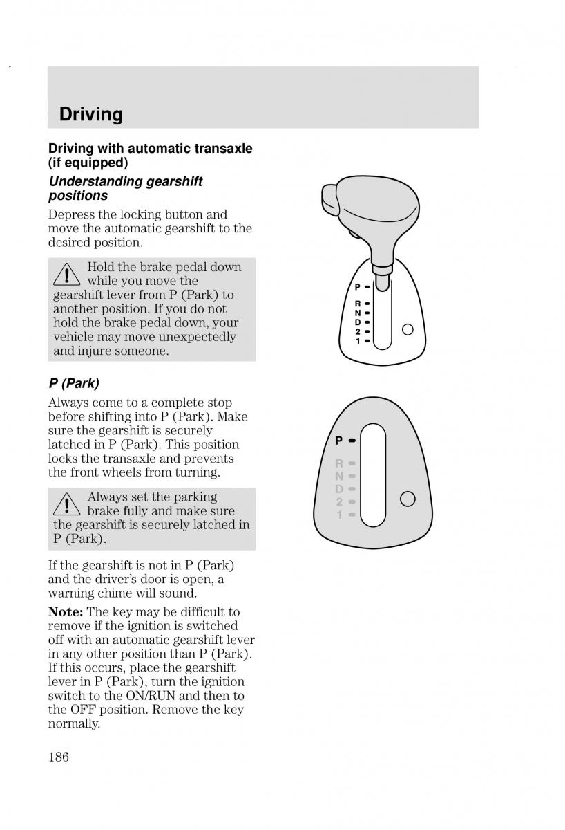 Ford Focus I 1 owners manual / page 186