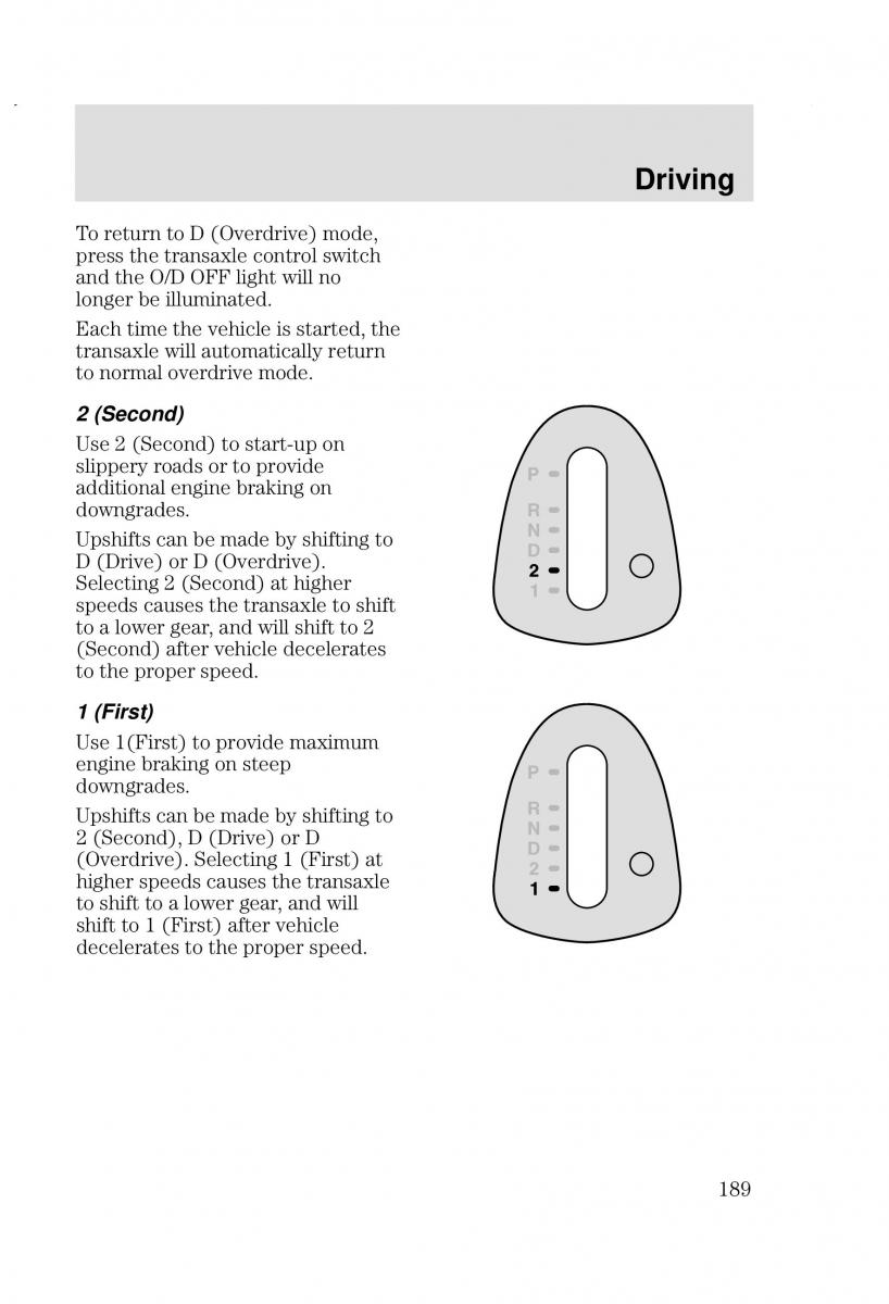 Ford Focus I 1 owners manual / page 189