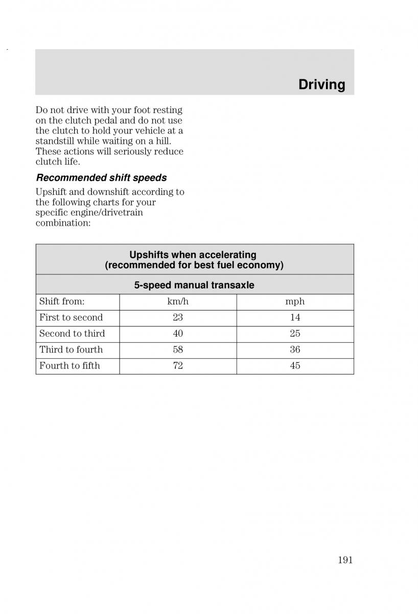 Ford Focus I 1 owners manual / page 191