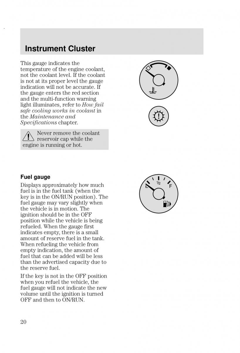 Ford Focus I 1 owners manual / page 20