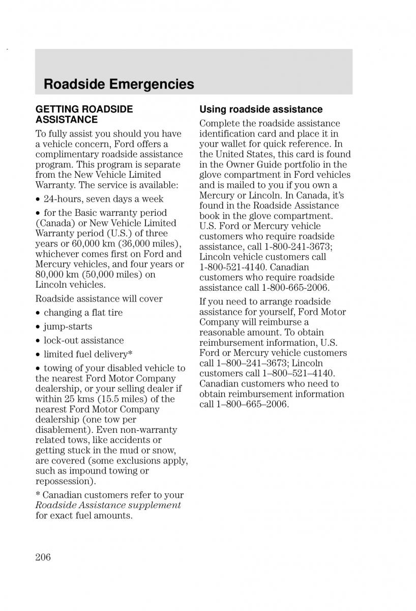 Ford Focus I 1 owners manual / page 206