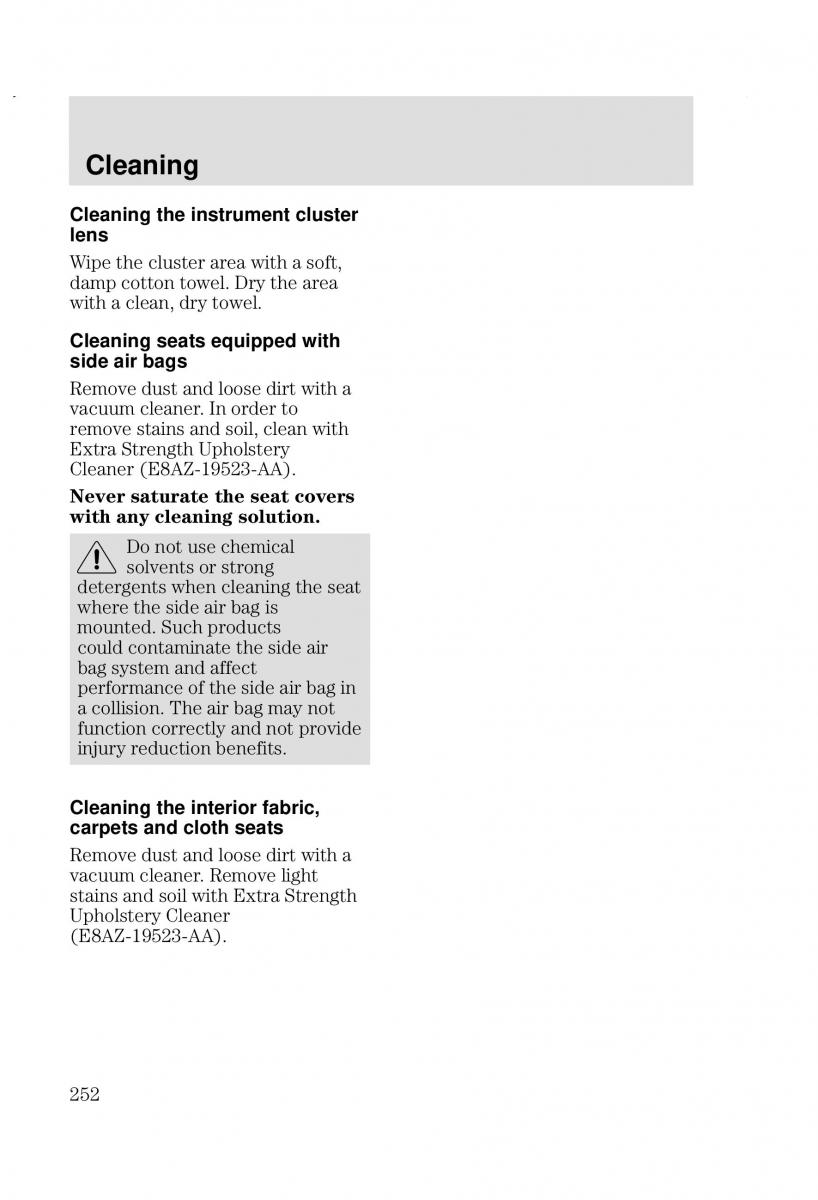 Ford Focus I 1 owners manual / page 252