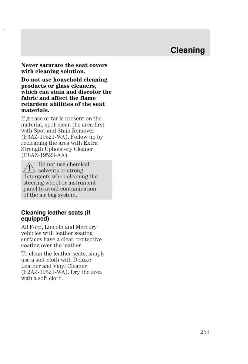 Ford Focus I 1 owners manual / page 253