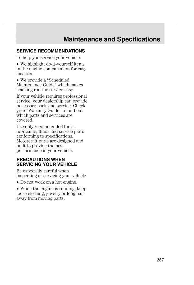 Ford Focus I 1 owners manual / page 257