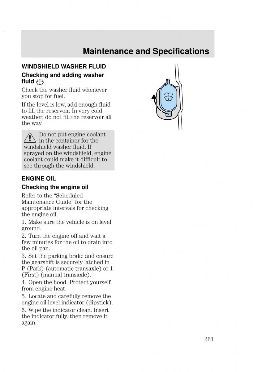 Ford Focus I 1 owners manual / page 261