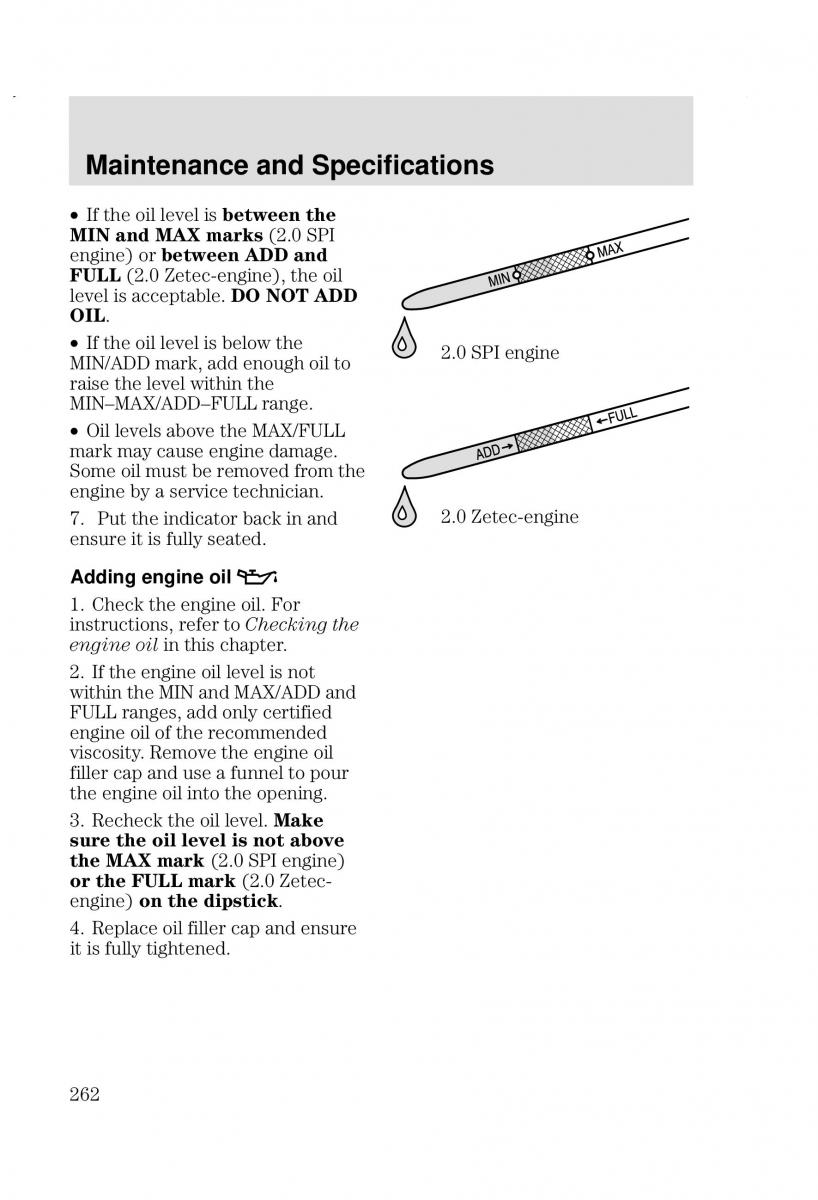 Ford Focus I 1 owners manual / page 262