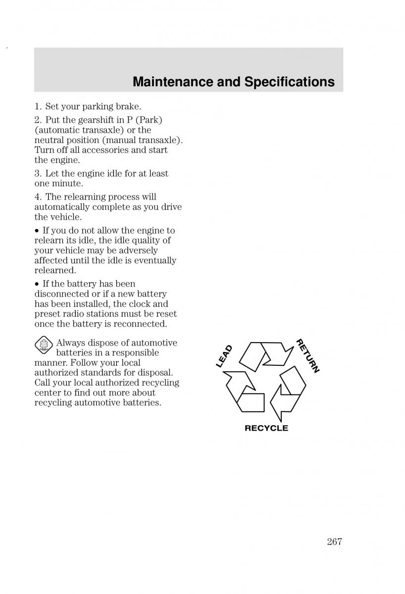 Ford Focus I 1 owners manual / page 267