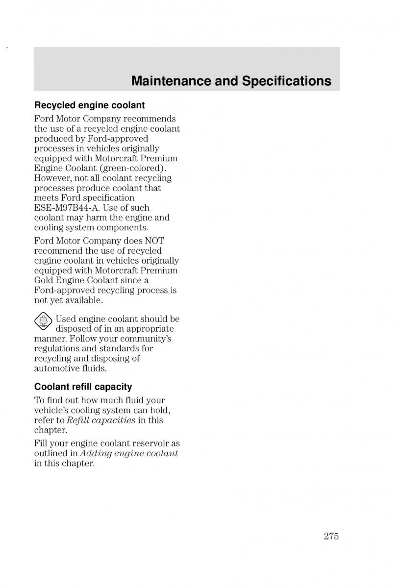 Ford Focus I 1 owners manual / page 275