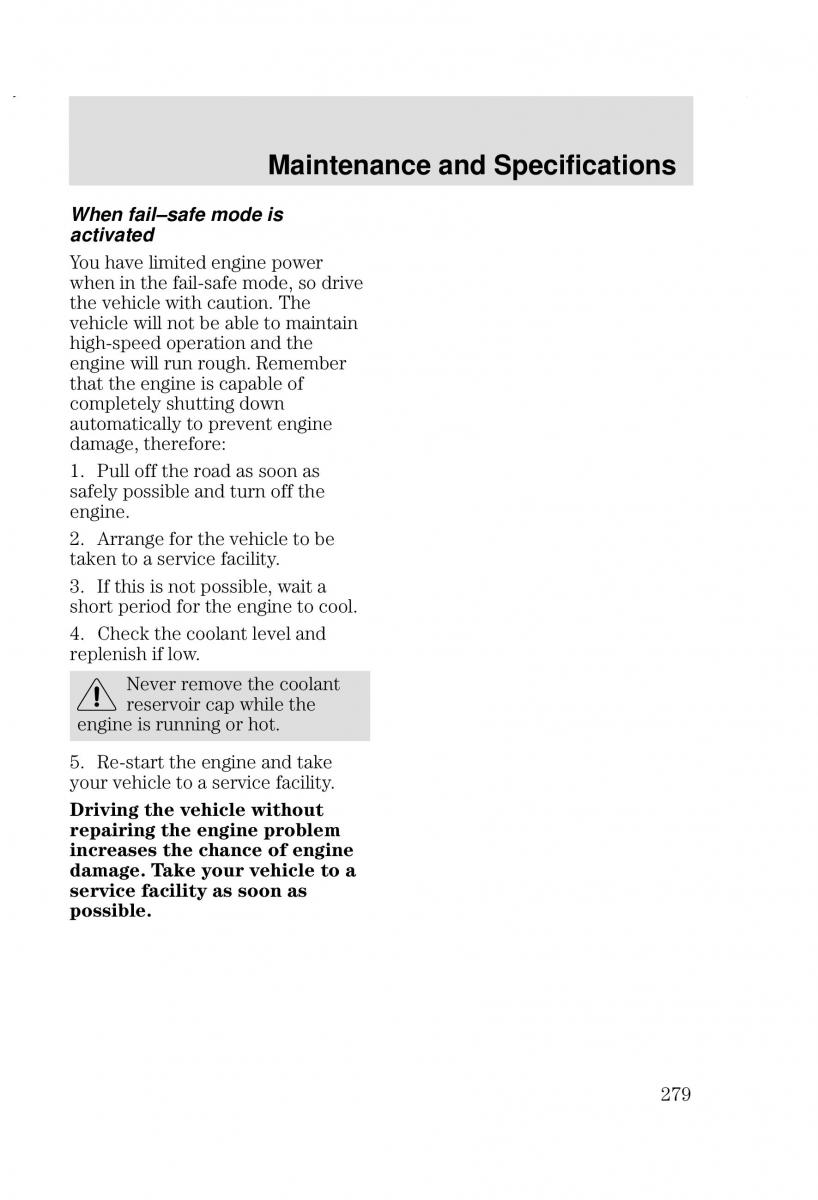 Ford Focus I 1 owners manual / page 279