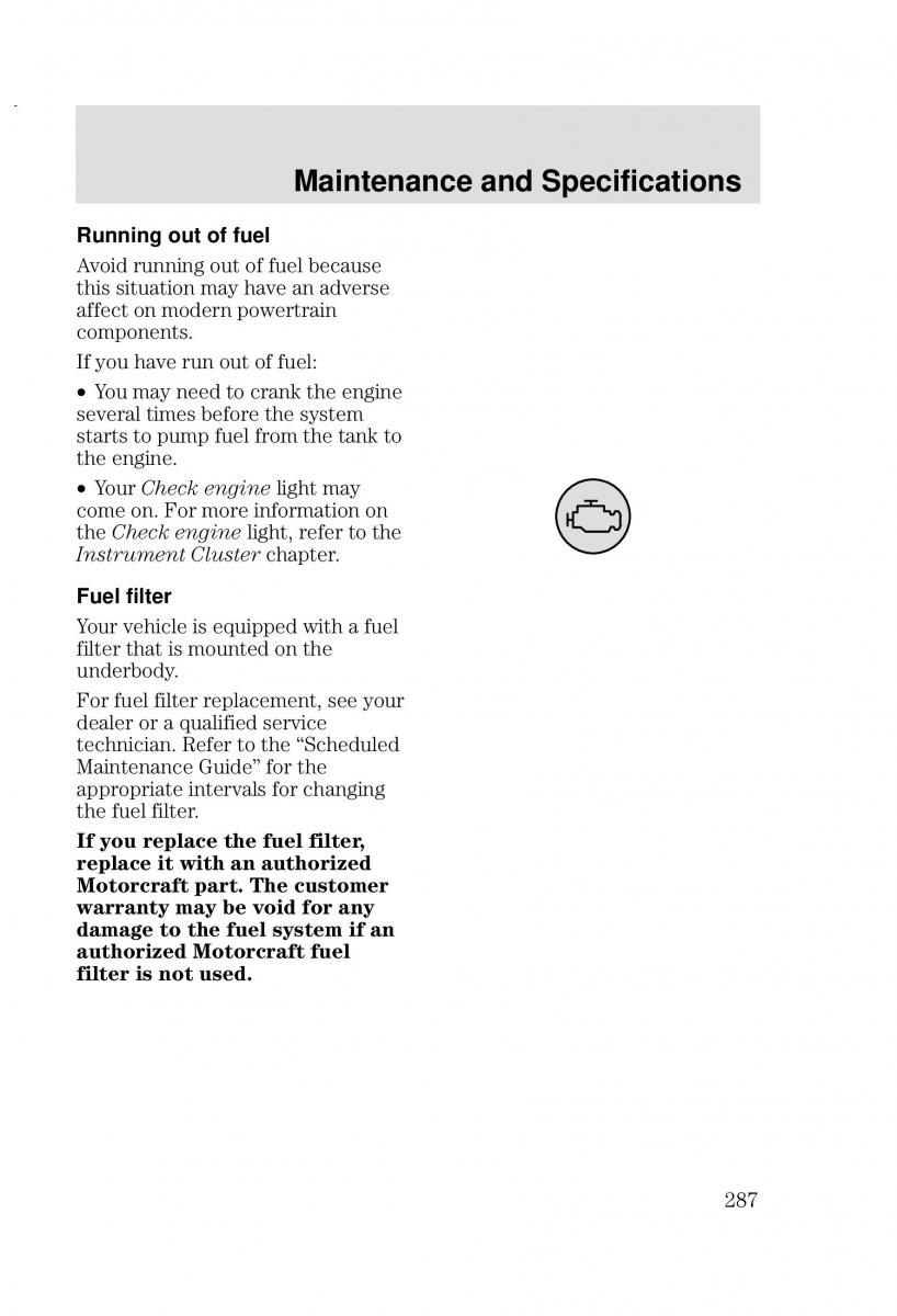 Ford Focus I 1 owners manual / page 287