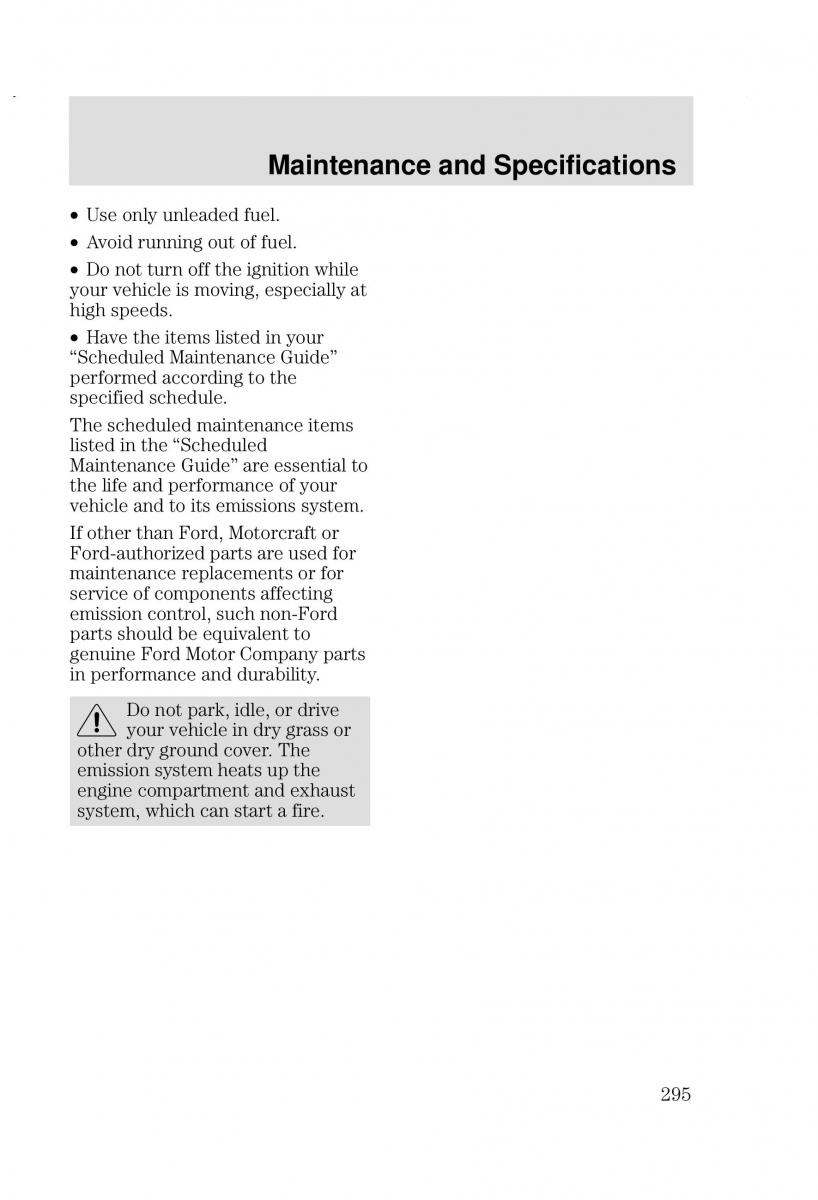 Ford Focus I 1 owners manual / page 295