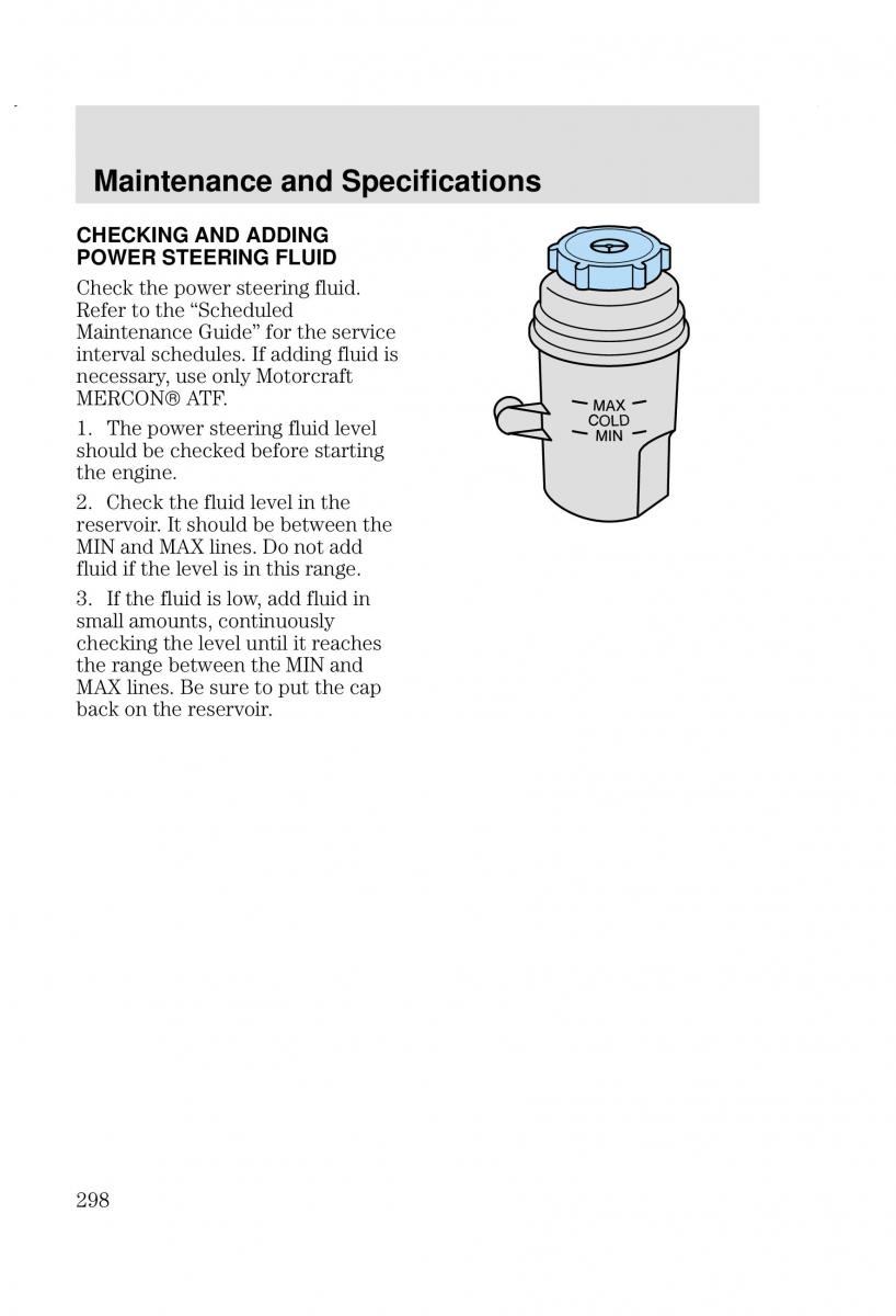 Ford Focus I 1 owners manual / page 298