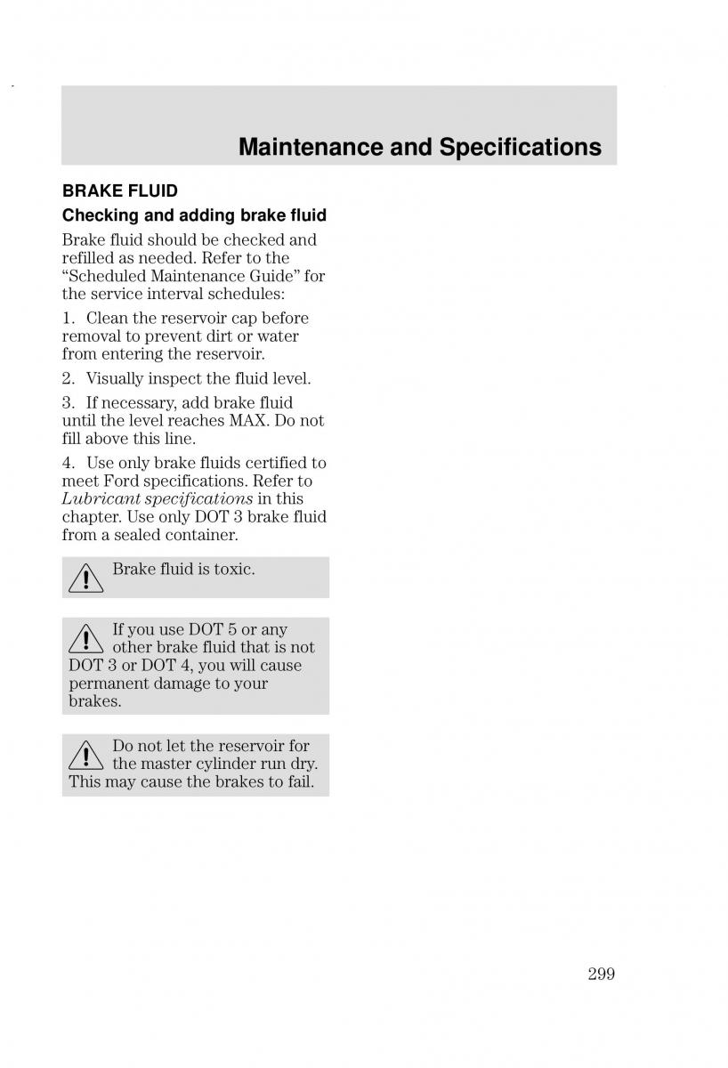 Ford Focus I 1 owners manual / page 299