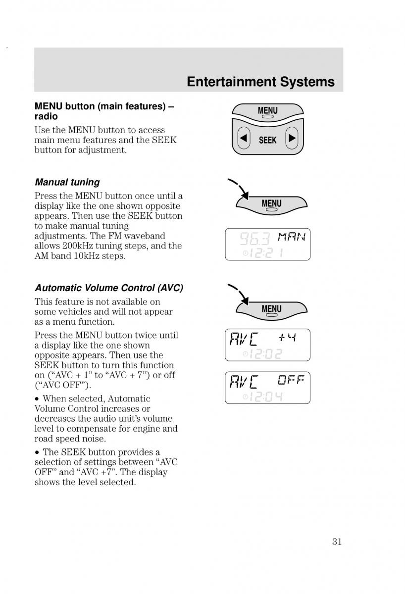 Ford Focus I 1 owners manual / page 31